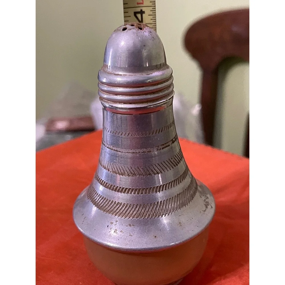 Vintage Aluminum Salt and Pepper Shakers‎ Set Ornate Retro Kitchen Decor